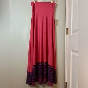 LuLaRoe Maxi Skirt in Berry Pink with Purple Border